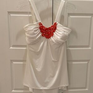 Chic White Blouse with Red Details